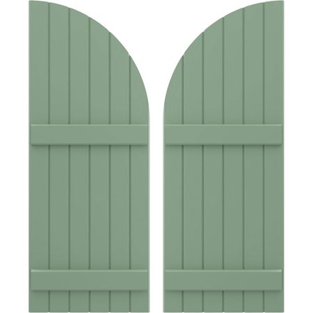 Americraft 6-Board (2 Batten) Wood Joined Board-n-Batten Shutters W/ Arch Top, ARW101BQ621X32TGH